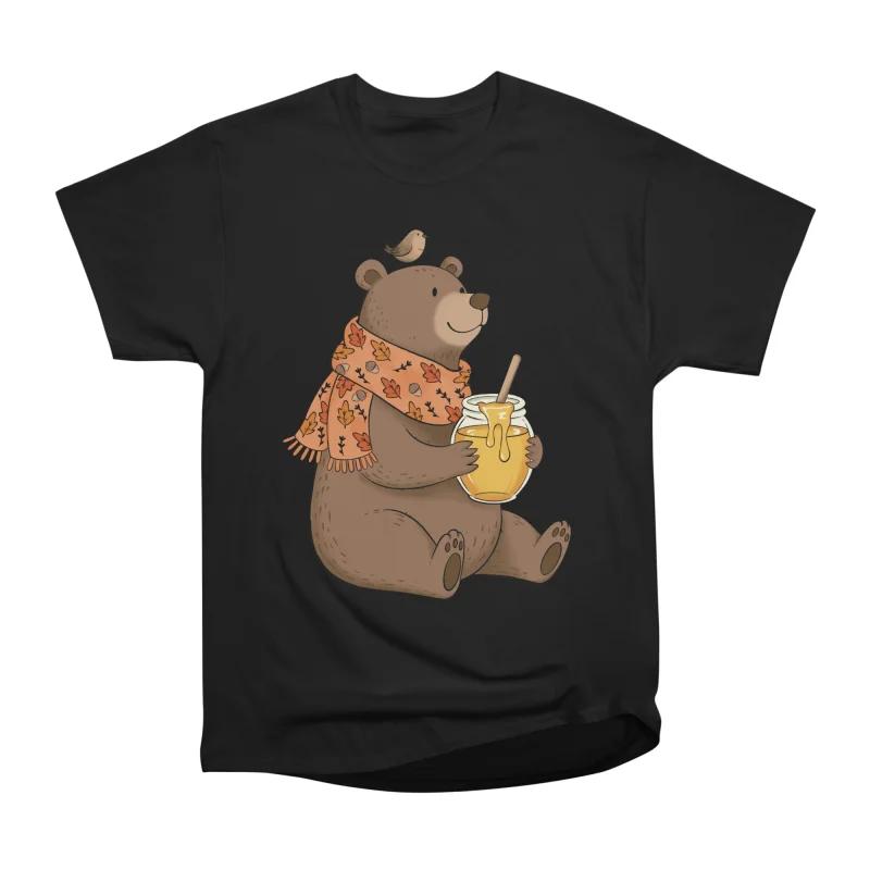 

Мужские повседневные рубашки с коротким рукавом HONEY BEAR Футболки Оверсайз футболки S чёрный