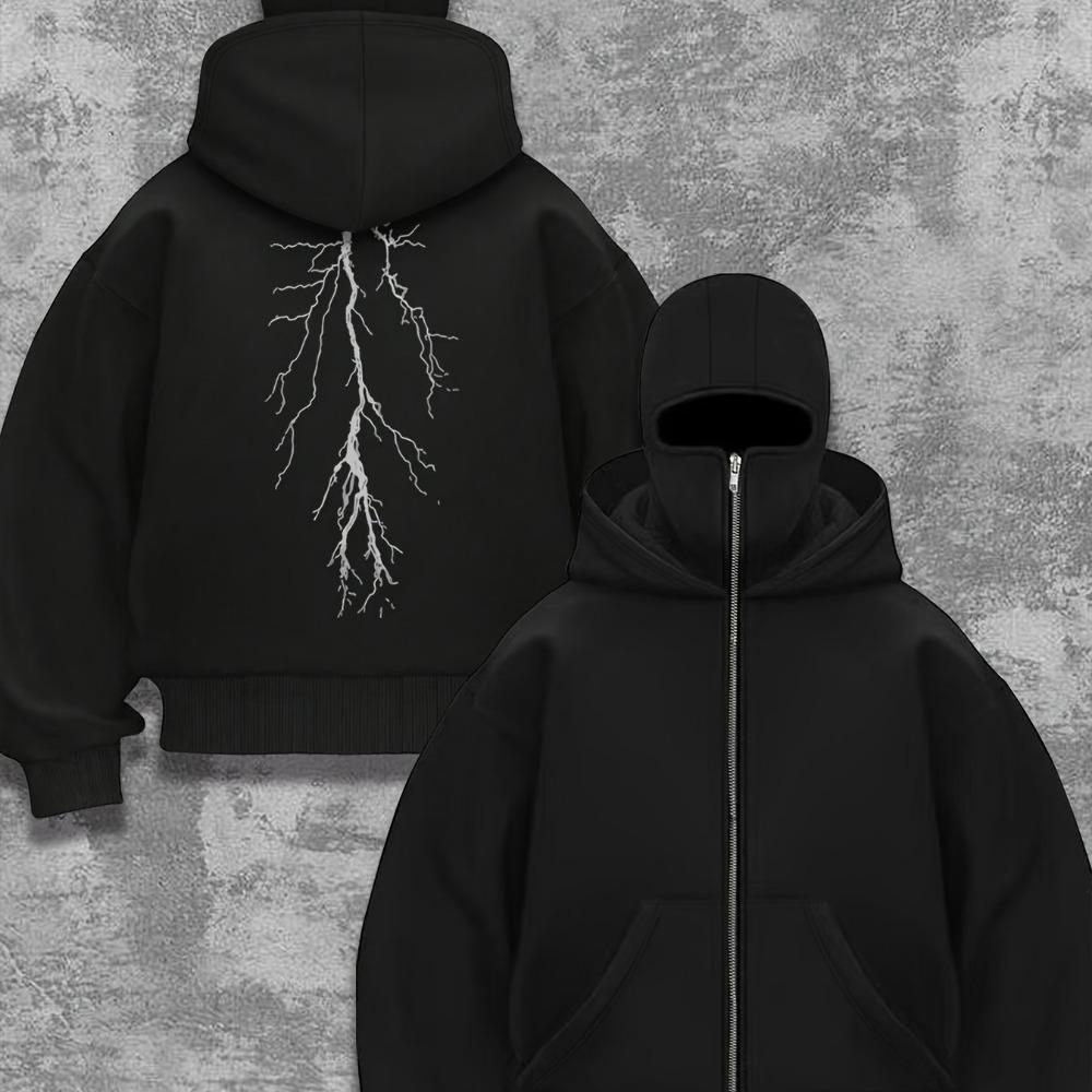 Double Hat, Double Neck Men's and Women's Fashionable Street Style Hooded Sweatshirt with Printed Zipper Pattern Sweatshirt