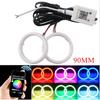 Colorful APP Bluetooth Car Headlight 90mm RGB Angel Eye Halo Rings 90mm For Car
