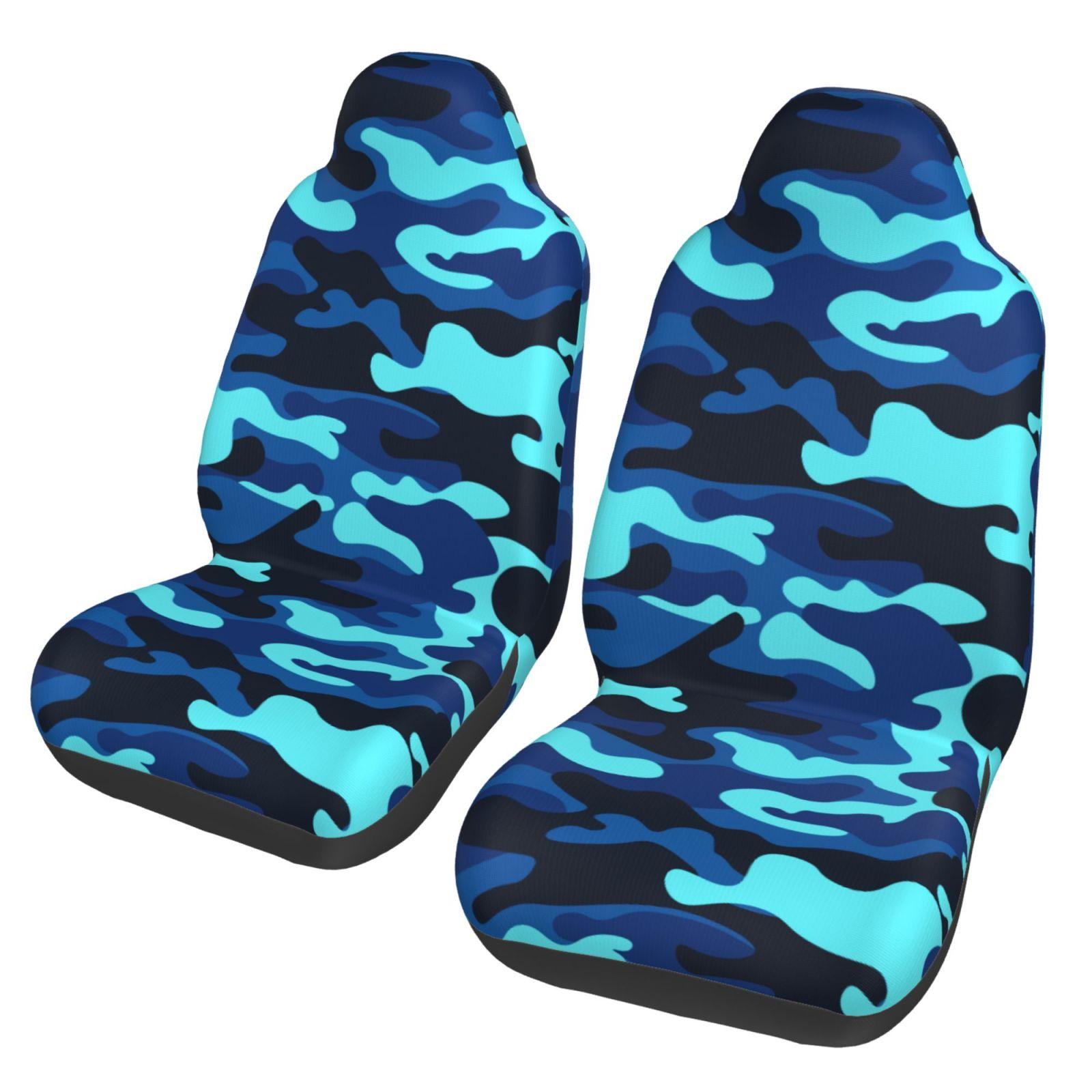 Camouflage Pattern Printed Car Seat Cover Protection Set - 2-piece Set Stylish Seat Cover for General Use Interior Accessory