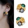 Romance Crystal Earrings Featuring Rose and Pearls Fashion Ear Accessories Delicate Earrings for Everyday Elegances