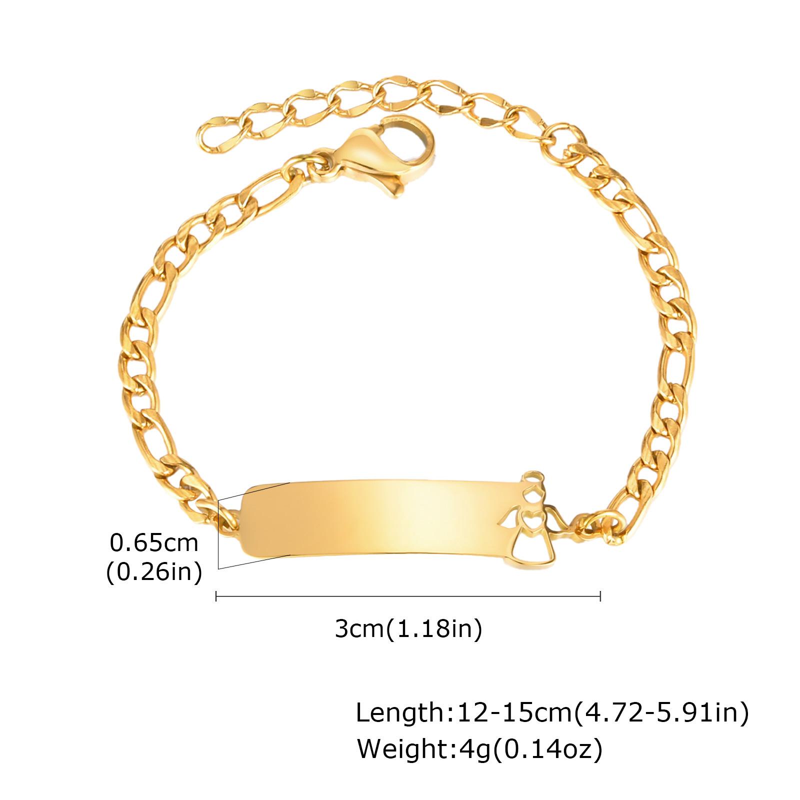 

Vnox Personalized Bracelets For Baby Anglea Butterfly Bear Hollow Engraved Nameplate Stainless Steel Jewelry Gold Color Chain