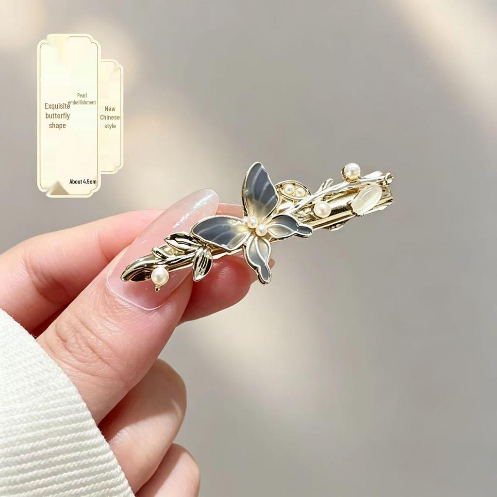 Korean Amethyst Rhinestone Butterfly Hair Clip for Ponytails and Top Clips