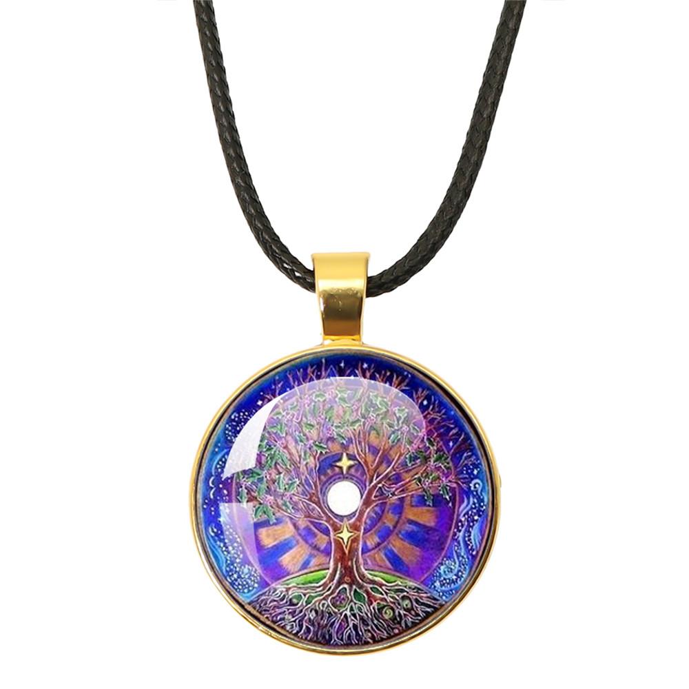 Beautiful Mandala Tree of Life Rope Chain Glass Pendant Necklaces for Women Yoga Mandala Necklaces Gift Charm Women Jewelry