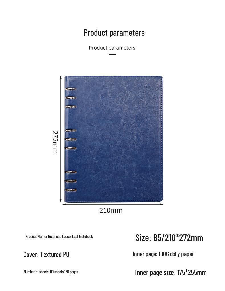 Custom B5 9-Hole Loose-Leaf Notebook with Logo Print for Business Meetings