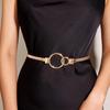 Women's Elastic Waistband Chain - Gold Waist Cinching with Korean Style Round Ring for Autumn/Winter