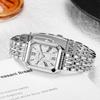 Fashion Light Luxury Square Roman Dial with Steel Strap for Women Quartz Watch for Christmas and Halloween Gifts