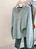 2025 Autumn/Winter Women's 100% Wool Loose Cable Knit V-Neck Sweater