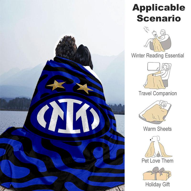 1 Stück Decke Inter Mailand Logo 1 Print Design, Leichte Decke für Sofa, Bett - Weich & Warm, Geschenk für Alle Jahreszeiten wie Weihnachten, Halloween