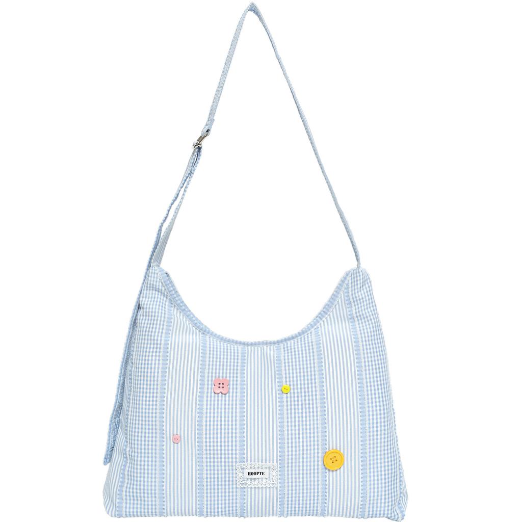 Checkered Single-shoulder Bag, Fabric Bag, Casual Girl Tote Bag