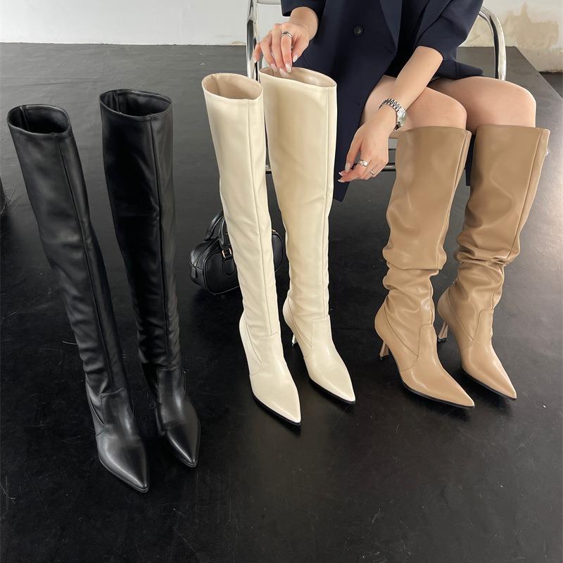 Over-the-knee boots, new big tube circumference, pointed head, thin heel, stacking boots, boots, boots, women's boots