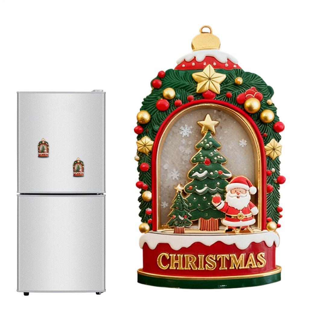 Christmas Tree Fridge Magnets Metal Santa Claus Refrigerator Sticker Creative Relief Quicksand Magnetic Stickers Decoration