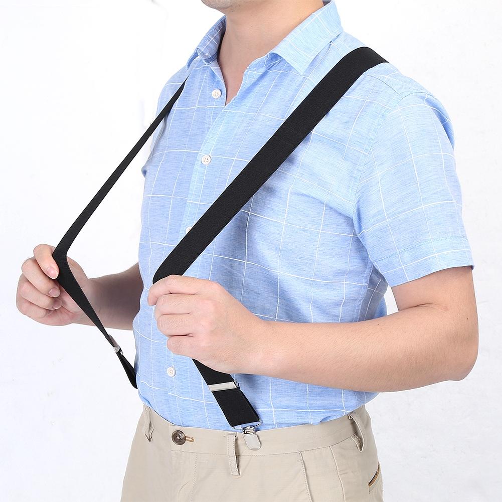 Elastické kšandy 3,5 cm šířka Pánské X tvar Nastavitelné 4 klipy Klipy na kalhoty Černé