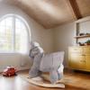 Plush Musical Rocking Horse with Wooden Base, Perfect First Birthday Gift for One-Year-Olds.