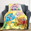 1pc Cartoon Network Gumball Cozy Print Blanket Lightweight Warm Flannel Throw Blanket For Sofa, Bed, Living Room
