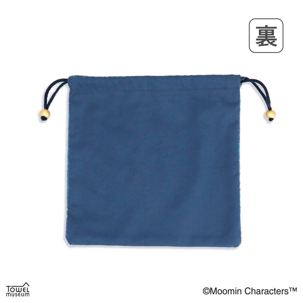 Moomin Pyon Chenille Drawstring Chenille H24 x W23cm Bag, Navy, Weave, 47-4707350, Approx.