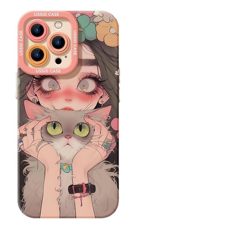 Cartoon cat girl Apple 11 mobile phone case iPhone11promax new 11 women's soft silicone  case