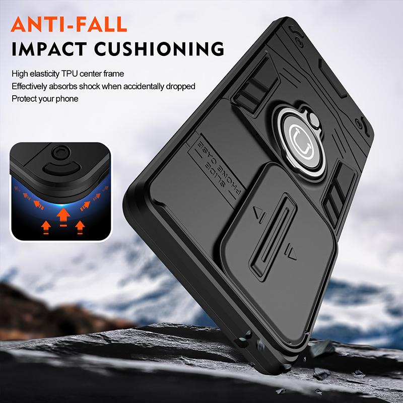 For POCO X5 Slide Camera Lens Protector Armor Case For Xiaomi Poco X5 Pro Military Grade Bumpers Magnet Ring Cover For POCO X5