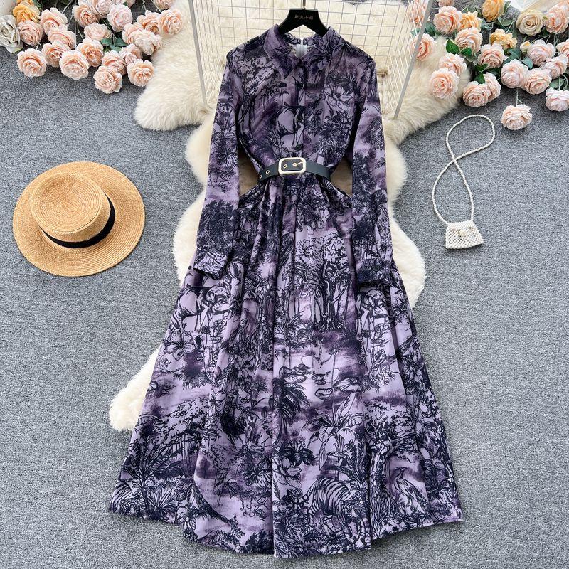 Mild Luxury Retro Atmosphere Temperament Printed Dress