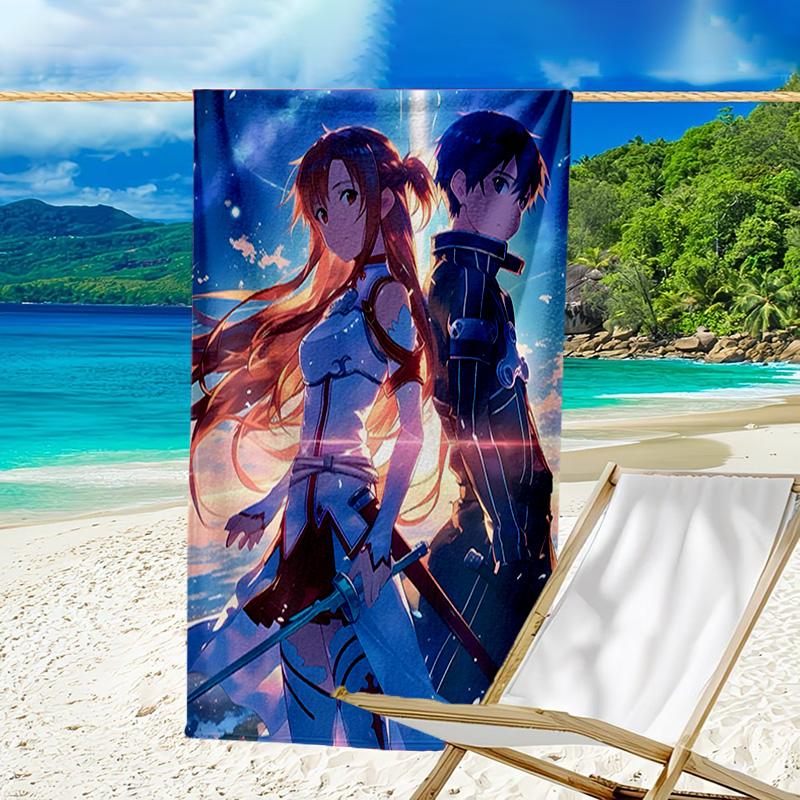 1pc Sword Art Online2 Beach Towel, Beach and Seaside Swimming Pool Equipment, Fashion Pattern, Rectangular, Travel Essentials
