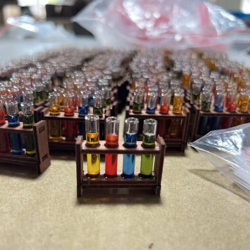 Miniature Glass Test Tube Measuring Cup Set - Model Scene Props