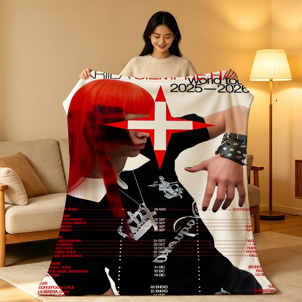 Music A-Akriila Throw High-Density Short Plush Blanket Soft Skin-Friendly for Sofa Nap Air-Conditioned Room