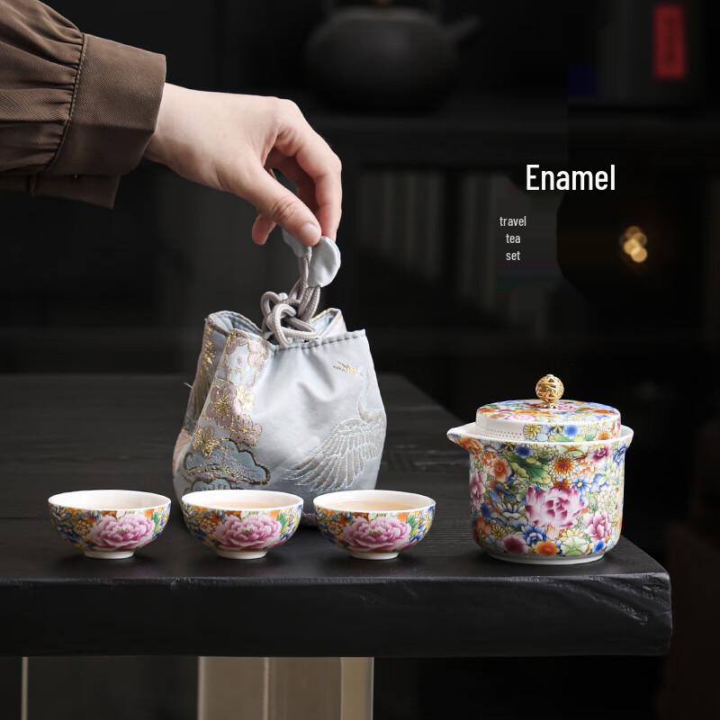 Meijin Palace Style Enamel Ceramic Travel Tea Set