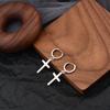 Cold Wind Smooth Cross Earrings Ear Buckles Women'S Wind Thai Silver Earrings Couple