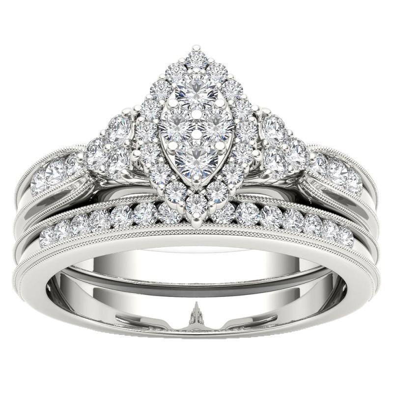 Luxuriöser Europäischer und Amerikanischer Modeschmuck Neuer Ebay Beliebter Strassstein Pferdeauge Zweiteiliger Ring Damen