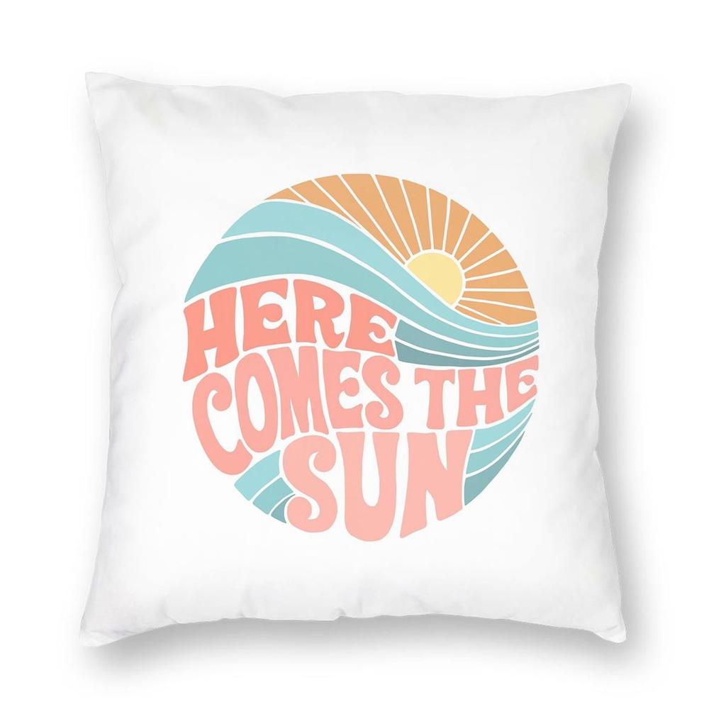 Pink Groovy Here Comes The Sun Square Pillowcase Pillow Cover Cushion Throw Pillow for Home Bedroom Car