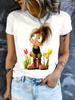 Women's Short Sleeved T-Shirts Cute Cartoon Girl Graphic Summer Casual Women's O-Neck Y2k Tops T-Shirt Street Elegant Clothing