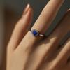 MODIAN 925 Sterling Silver Charm Exquisite Vintage Blue Heart Opal Ring Romantic Retro Anniversary Gift For Women Fine Jewelry