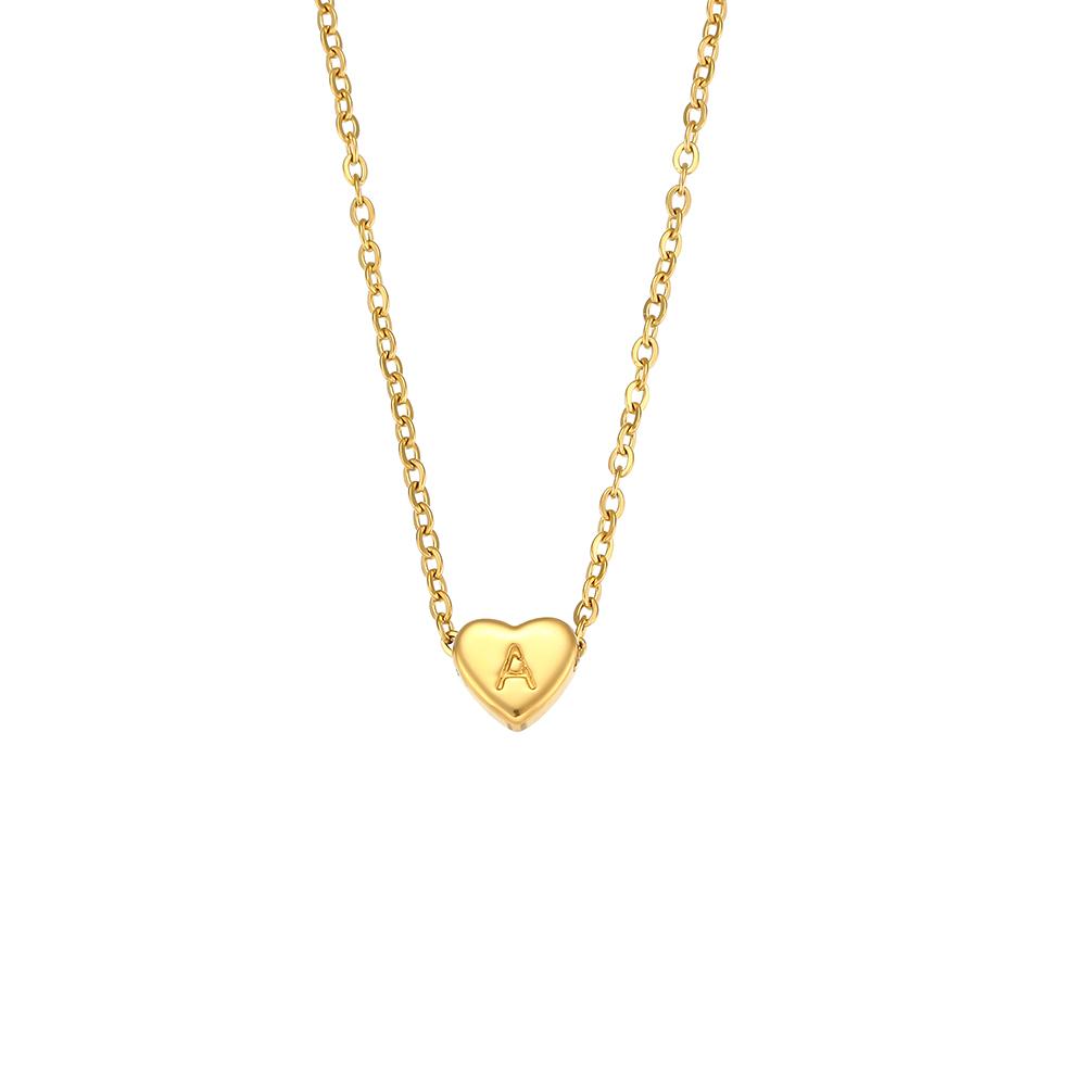 Collier Initial d'Amour Minimaliste pour Femme Bijoux Acier Inoxydable Plaqué Or 18 carats Mini Pendentif en Forme de Cœur Lettre
