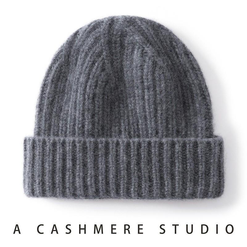 100% Cashmere Beanie Men Women Warm Winter Hat Heads Ear Protection Knit Cap