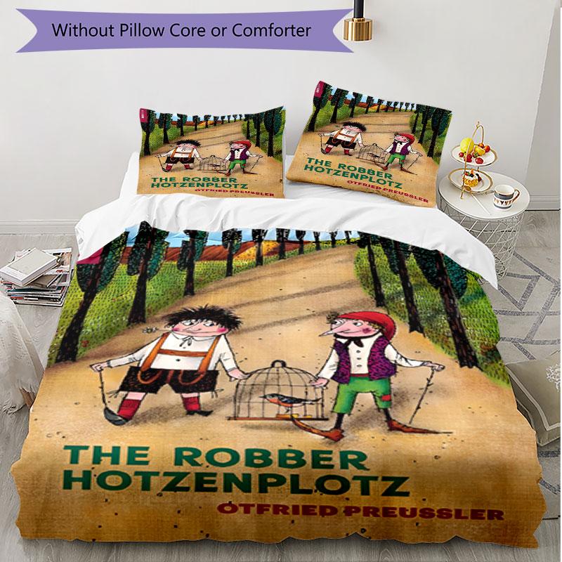 3-teiliges Bettbezug-Set (1 * Bettbezug + 2 * Kissenbezug, ohne Kern), Der Rauber Hotzenplotz Print Weiches Ganzjahres-Bettwäscheset, Heim-Schlafzimmer-Dekoration Geschenk
