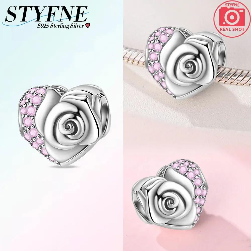 Copper Charms Bead Romantic Rose Night Rose Charm Pendant Fit Bracelet Necklace Diy Birthday For Woman Jewelry Gift