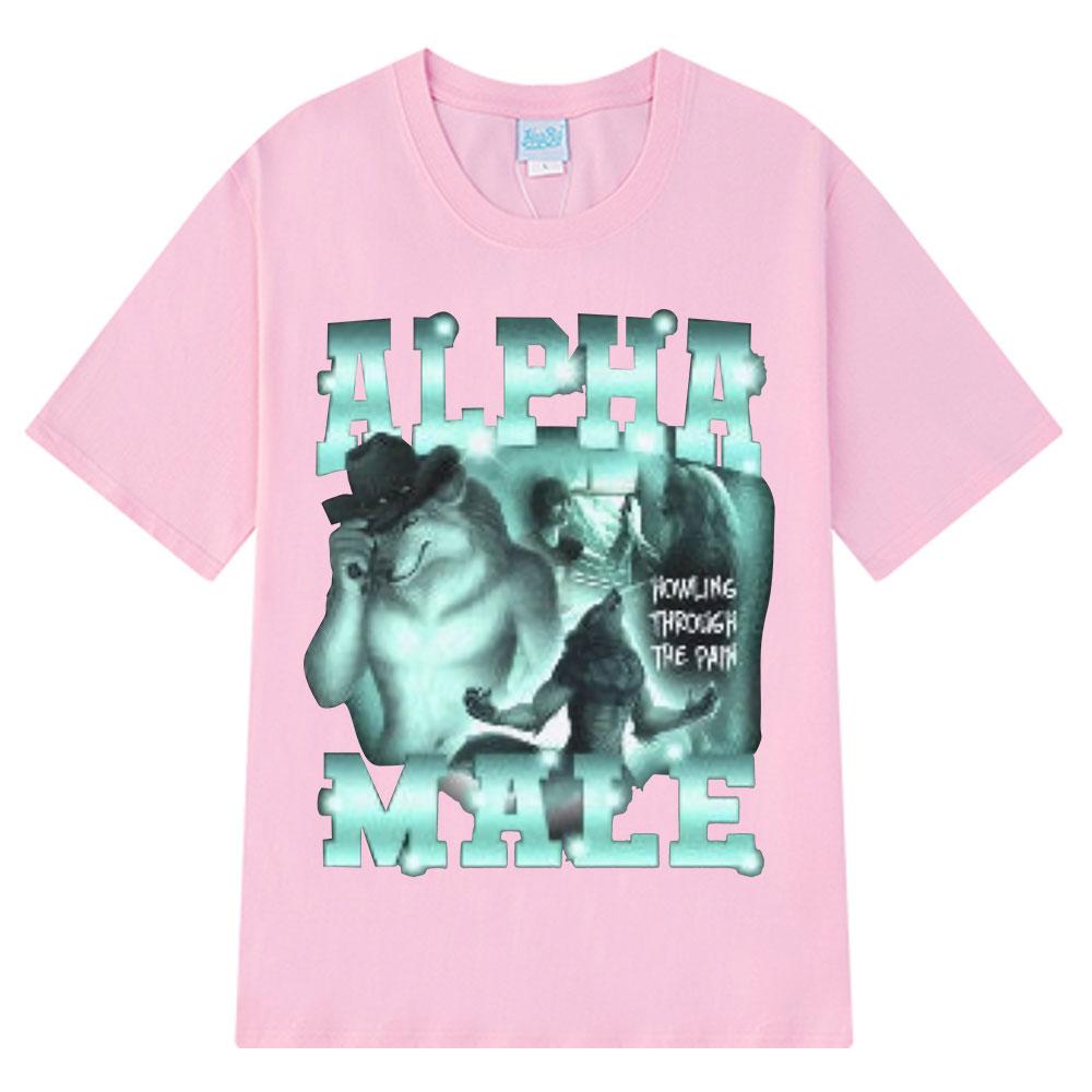 Alpha Male Funny Wolf Graphic T-shirt Men Women Fashion Design Short Sleeve T-shirts Cotton Casual Oversized T Shirt Tops