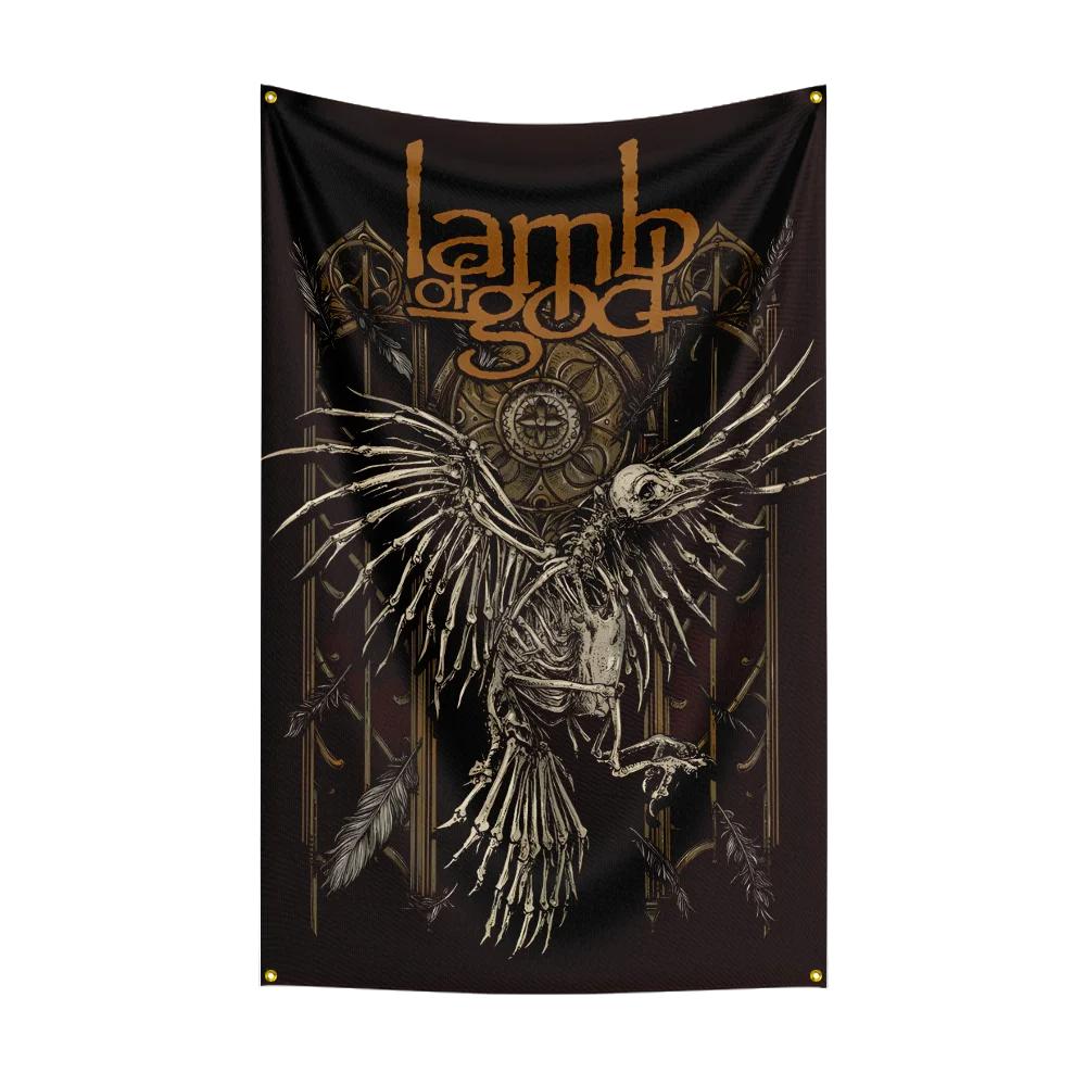 Flaga Zespołu Heavy Rockowego L-Lamb Of Gods 3x5 stóp Baner Poliestrowy z Nadrukiem Cyfrowym do Dekoracji Ściany w Sypialni Dekoracja Gobelinowa na Zewnątrz