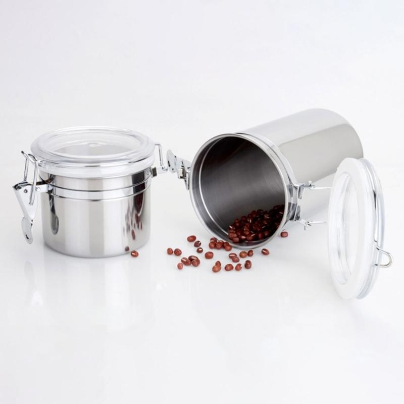 Multifunctional Steel Canister Set Steel Kitchen Storage Container Food Storage Sealed Canister with Clear Lid