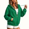 Women's Loose Fit Zip-Up Hoodie with for Casual Everyday Wear
