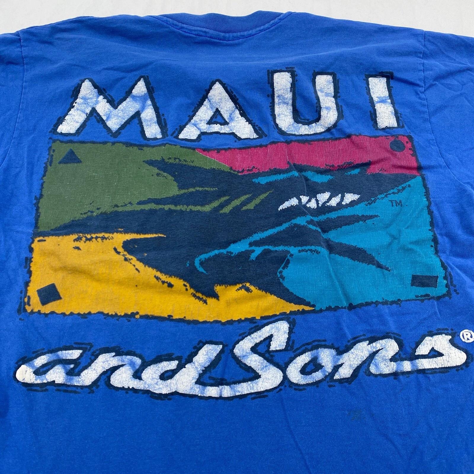 

vintage 90s MAUI & SONS SURF T-Shirt MEDIUM/LARGE soft beach shark 2XL