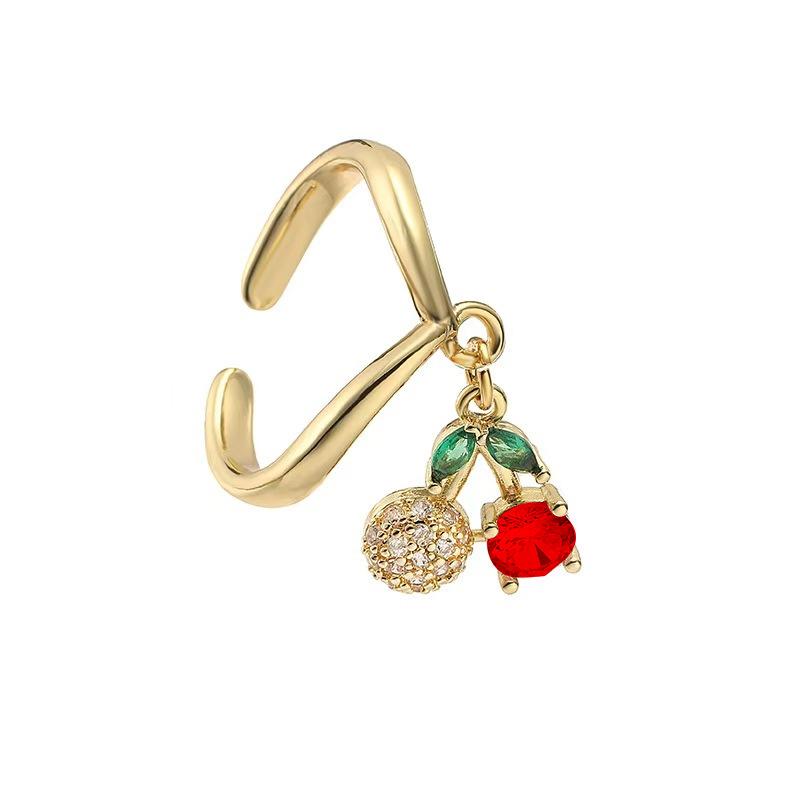 

Sweet Cute Fruit Series Small Strawberry Cherry Stainless Steel Adjustable Opening Rings for Women Fashion Finger Jewelry Gift resizable