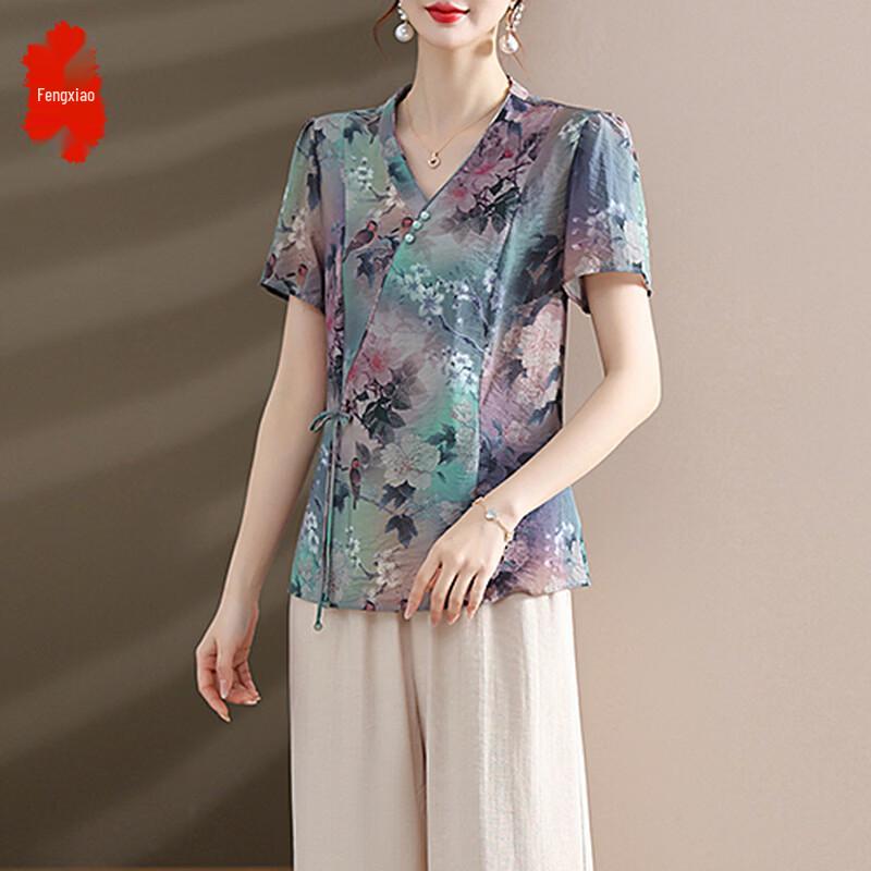 Fengxiao Mama Women s Summer Chinese Style Top Set L