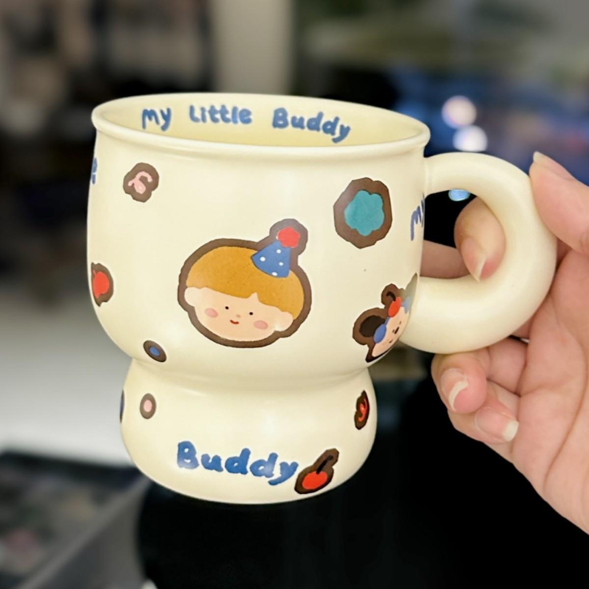 

Cute Cartoon Ceramic Mugs Personalized Graffiti Stickers Couple Cups Creative Tall Glasses Household Water Cups As Souvenirs t 400ml