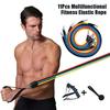 11-teiliges Set Muskeltrainingsgurte, Multifunktionales Fitness-Spannband, Fitness-Spannungstrainingsgurt, Elastisches Seil