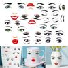 1/2 Sheets Face Expression Sticker Waterproof PVC Self-adhesive Women Facial Feature Eye Eyebrow Mouth Nose Decoration Decal