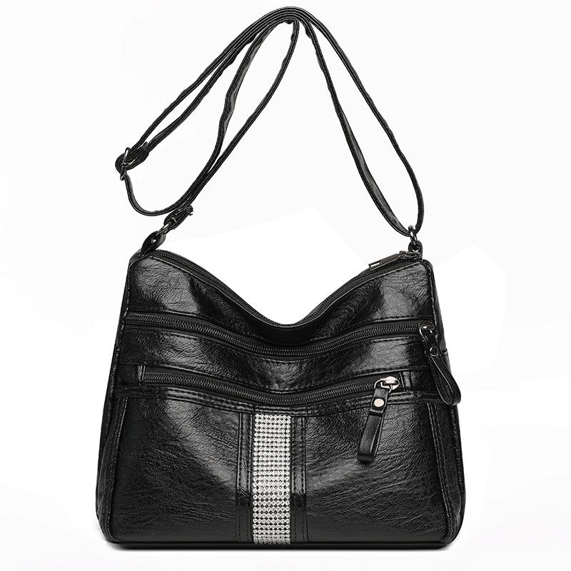 

Вместительная сумка кроссбоди на одно плечо из мягкой кожи, женская сумка кроссбоди чёрный