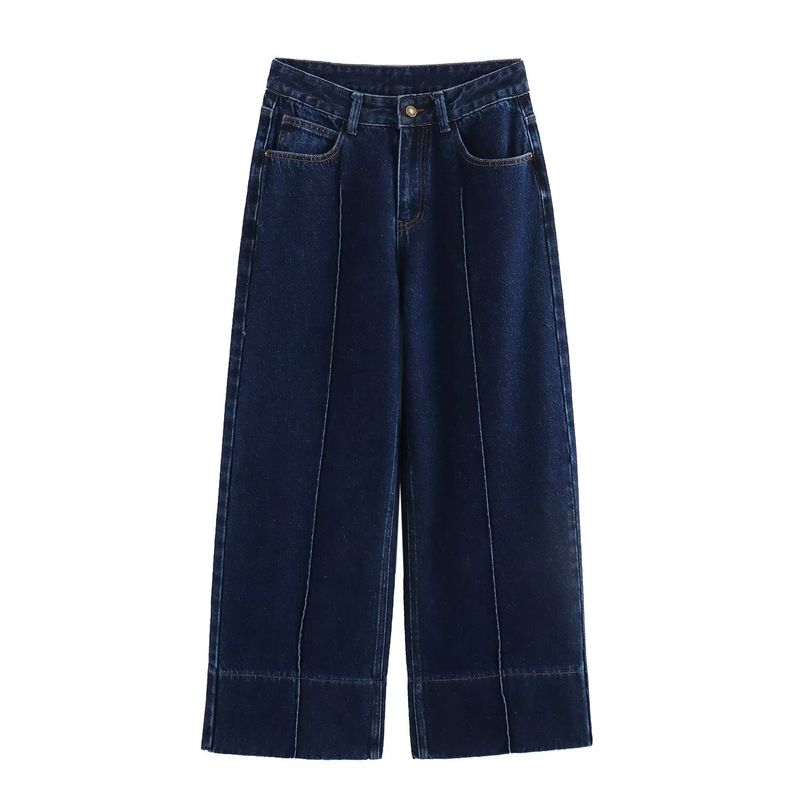 

Kaslead New Arrival Women s Clothing Fashion Style Fashion All-Match High Waist Ankle Wide Leg Denim 5862093 Dark Blue L