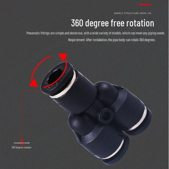Plastic Push-in Pneumatic Y-type Three-Way Reducing Air Hose Connectors