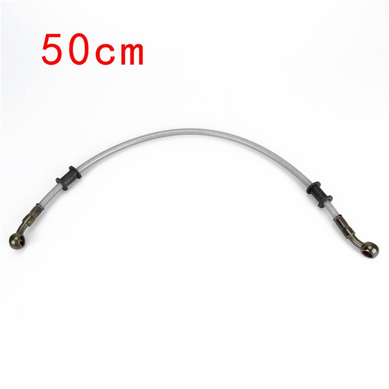 M10 50-120cm Motorcycle Dirt Bike Braided Line Steel Brake Hose Cable Hydraulic Banjo Pipe Universal Fit Racing
